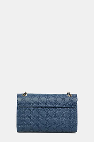 NAVY BLUE MONOGRAM LEATHER BAG 4