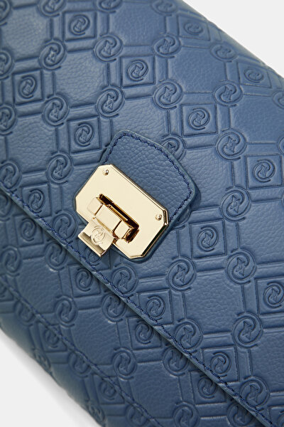 NAVY BLUE MONOGRAM LEATHER BAG 5