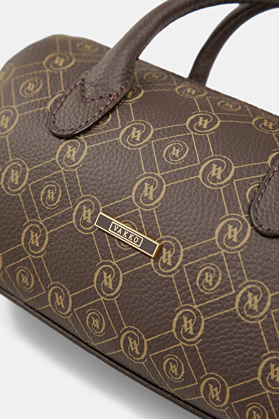 BEIGE MONOGRAM LEATHER BAG 5