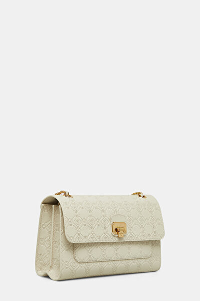 ECRU MONOGRAM LEATHER BAG 3
