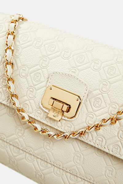 ECRU MONOGRAM LEATHER BAG 5
