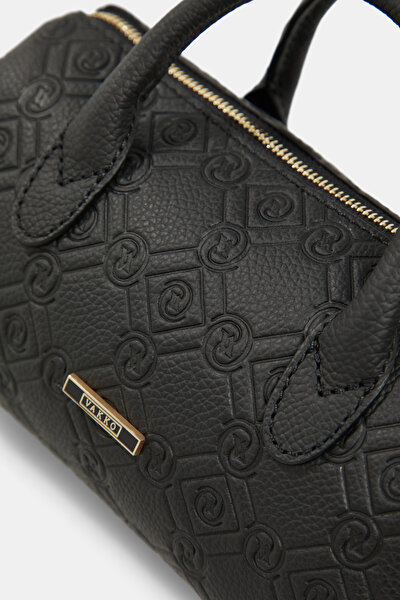 BLACK MONOGRAM LEATHER BAG 5