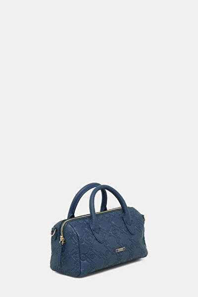 NAVY BLUE MONOGRAM LEATHER BAG 3