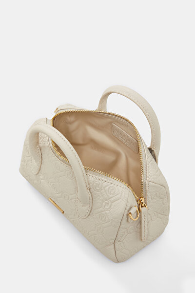 ECRU MONOGRAM LEATHER BAG 5