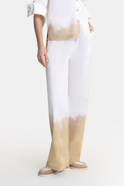 WHITE PRINTED STRAIGHT CUT TROUSERS 3
