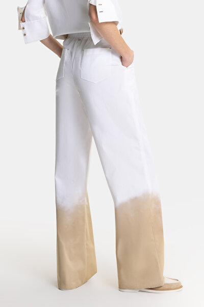 WHITE PRINTED STRAIGHT CUT TROUSERS 4