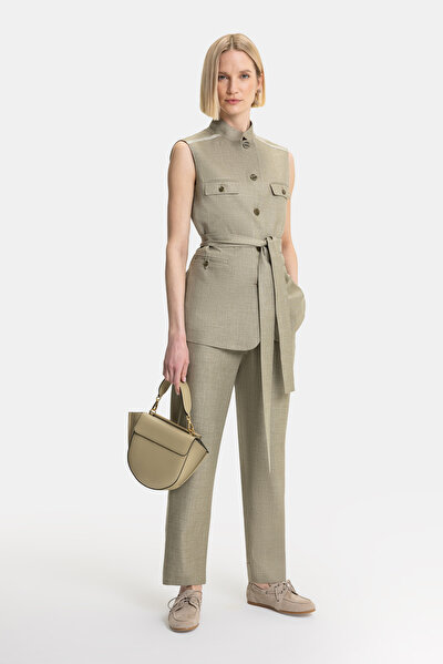 KHAKI MANDARIN COLLAR VEST 5