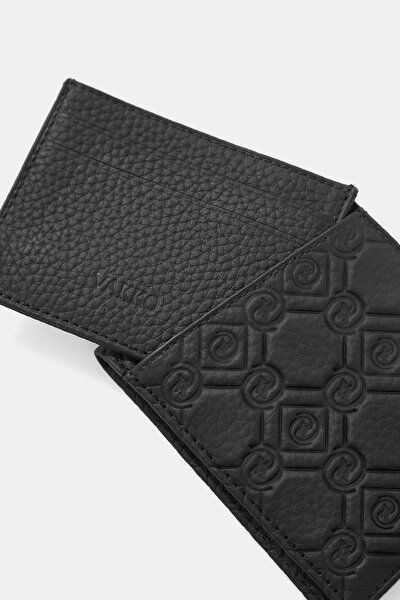 BLACK MONOGRAM LEATHER WALLET 4