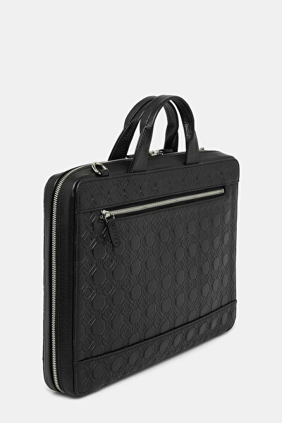 BLACK MONOGRAM LEATHER BAG 3