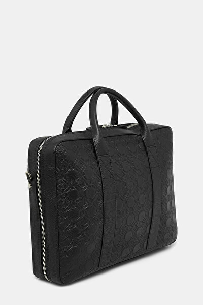 BLACK MONOGRAM LEATHER BAG 3