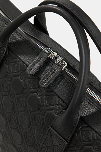 BLACK MONOGRAM LEATHER BAG 5