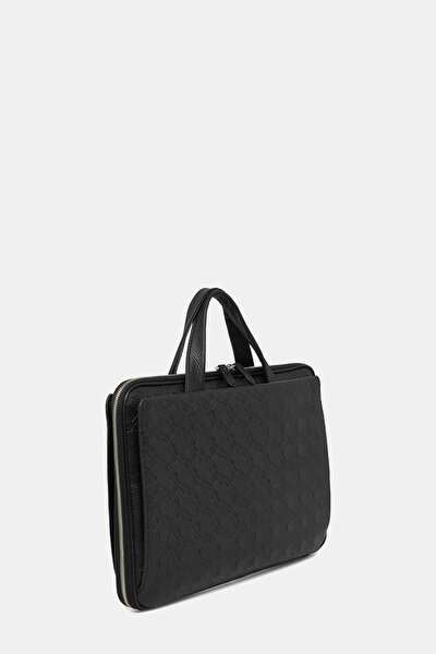 BLACK MONOGRAM LEATHER BAG 3