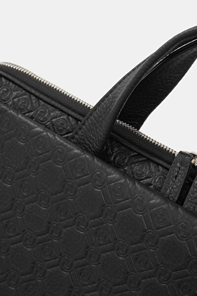 BLACK MONOGRAM LEATHER BAG 5
