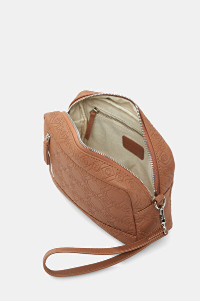 TAN MONOGRAM LEATHER BAG 5