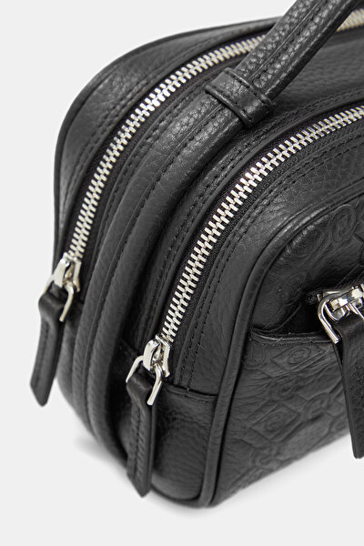 BLACK MONOGRAM LEATHER BAG 4
