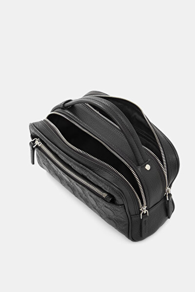 BLACK MONOGRAM LEATHER BAG 5