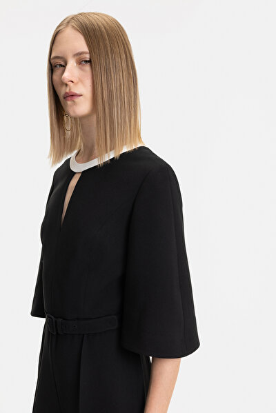 ECRU BASIC / ROUND NECKLINE SHORT SLEEVE JUMPSUIT 3