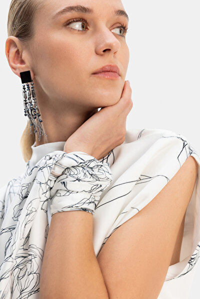 NAVY BLUE STRIPED PATTERNED FOULARD 4