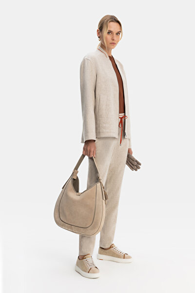 BEIGE UPRIGHT COLLAR JACKET 3