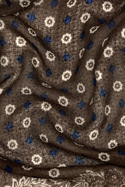 ECRU PAISLEY PATTERNED WOOL/SILK SHAWL 4