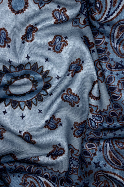 NAVY BLUE PAISLEY PATTERNED MODAL/WOOL SHAWL 4