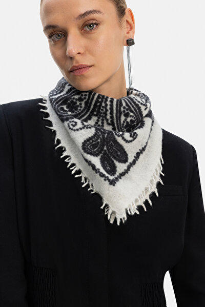 ECRU PAISLEY PATTERNED CASHMERE SHAWL 5