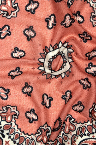 BROWN PAISLEY PATTERNED MODAL/WOOL SHAWL 4