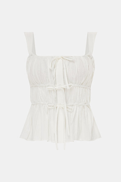 ECRU SLEEVELESS SUSPENDER BLOUSE 4