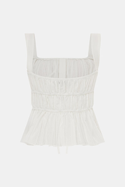 ECRU SLEEVELESS SUSPENDER BLOUSE 5
