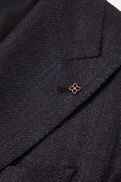 NAVY BLUE SURPLICE NECKLINE (CROSS-OVER NECKLINE) JACKET 4