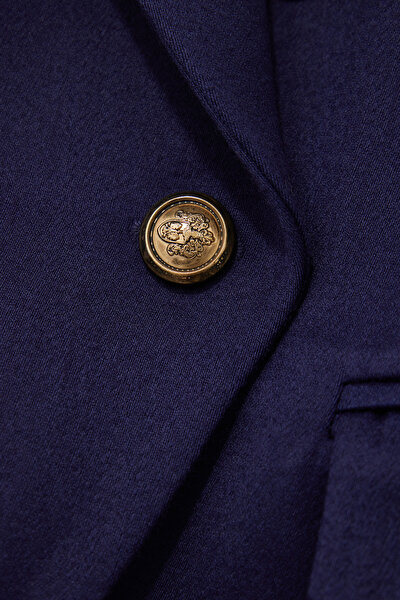 NAVY BLUE SURPLICE NECKLINE (CROSS-OVER NECKLINE) JACKET 4