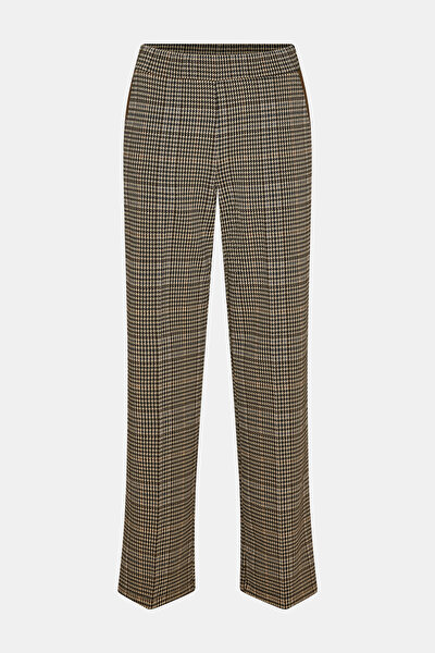 BROWN PIED DE POULE STRAIGHT CUT TROUSERS 4