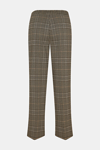 BROWN PIED DE POULE STRAIGHT CUT TROUSERS 5