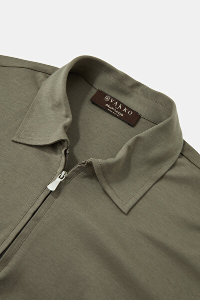 FERMUARLI POLO YAKA UZUN KOL T-SHIRT 3