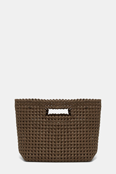 BROWN KNITTING DESIGN LEATHER BAG 4