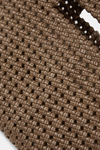 BROWN KNITTING DESIGN LEATHER BAG 5