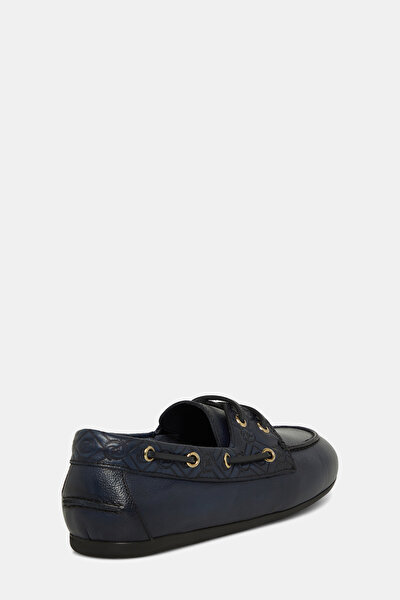 NAVY BLUE MONOGRAM LEATHER SHOE 3