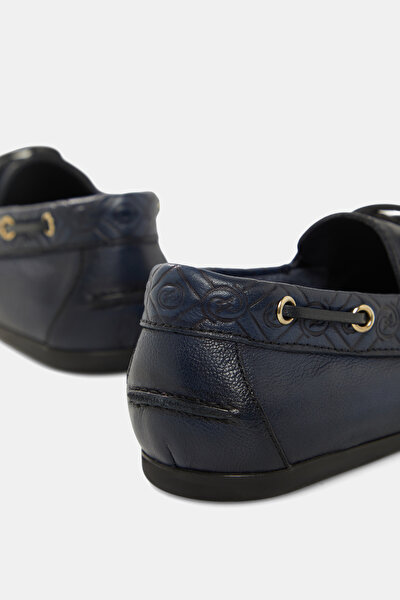 NAVY BLUE MONOGRAM LEATHER SHOE 5