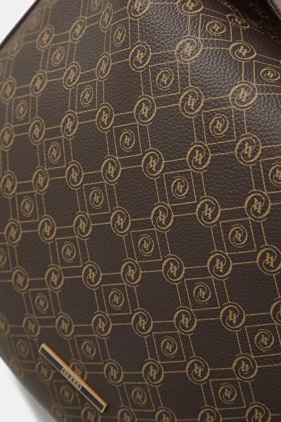 BEIGE MONOGRAM LEATHER BAG 4