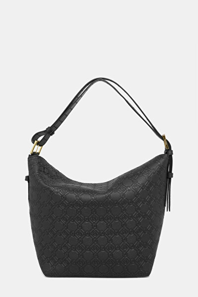 BLACK MONOGRAM LEATHER BAG 3