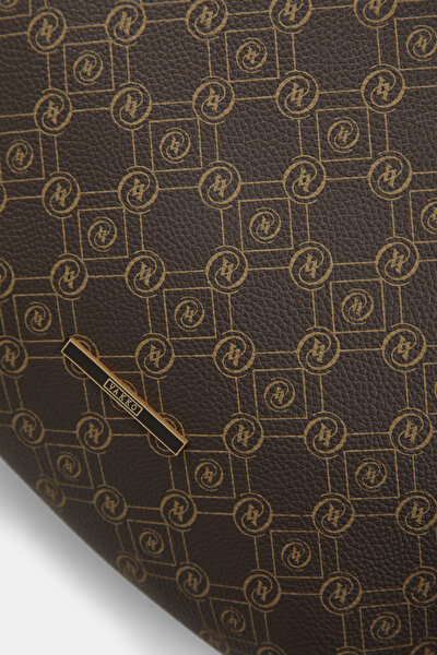 BEIGE MONOGRAM LEATHER BAG 4