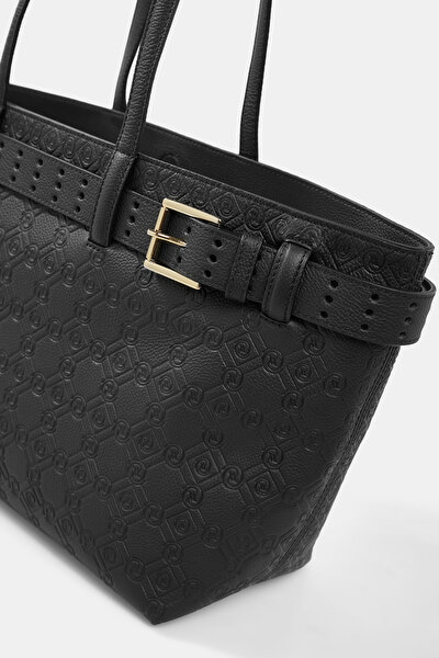 BLACK MONOGRAM LEATHER BAG 4