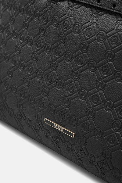 BLACK MONOGRAM LEATHER BAG 5
