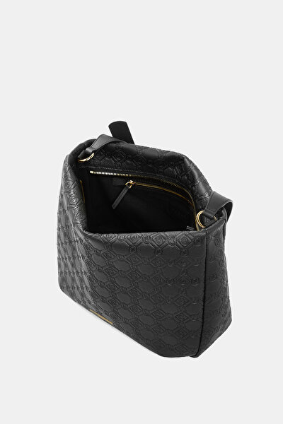BLACK MONOGRAM LEATHER BAG 5