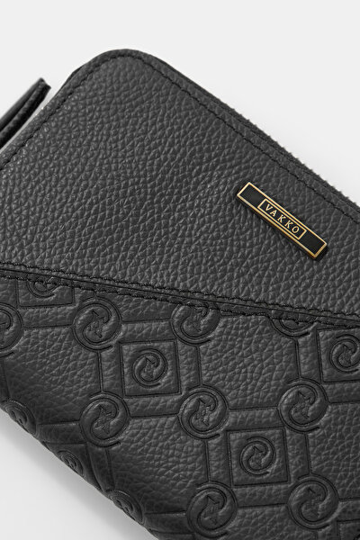 BLACK MONOGRAM LEATHER WALLET 5