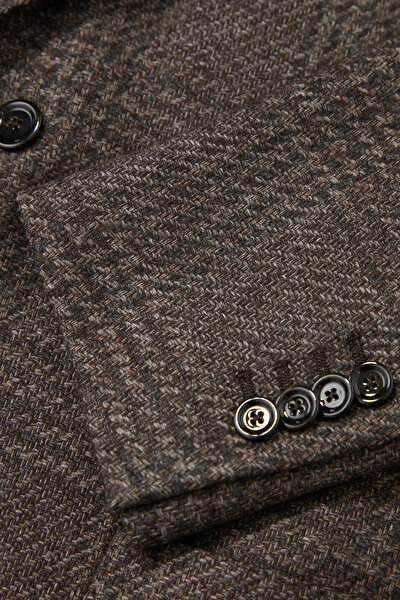 BROWN SURPLICE NECKLINE (CROSS-OVER NECKLINE) JACKET 5
