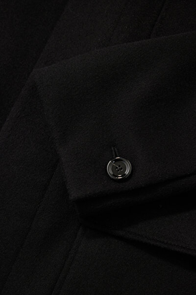 BLACK WOOL REEFER JACKET 4