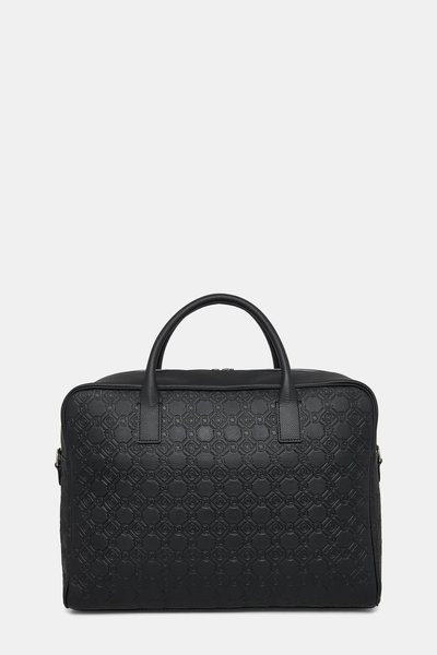 Men Vakko Black Monogram Leather Bag