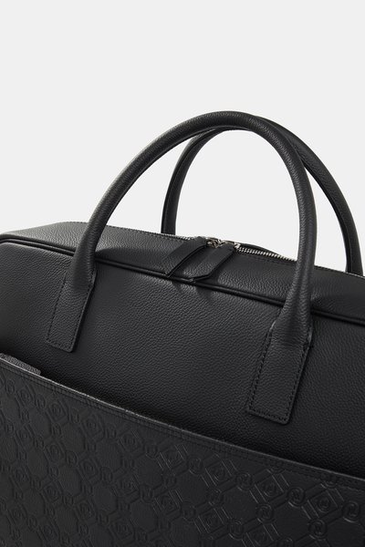 Men Vakko Black Monogram Leather Bag