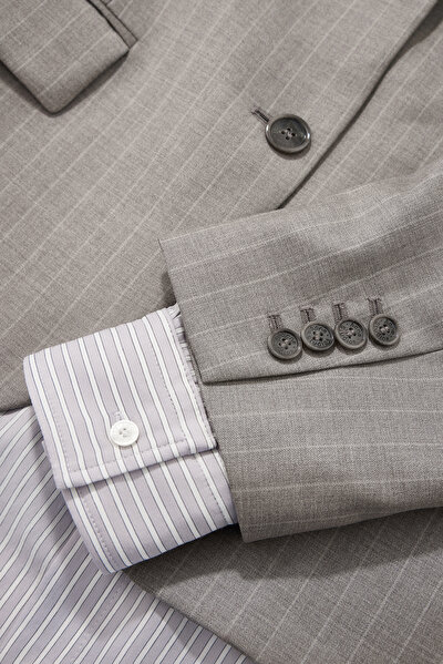 GREY BUTTONED WOOL JACKET 5